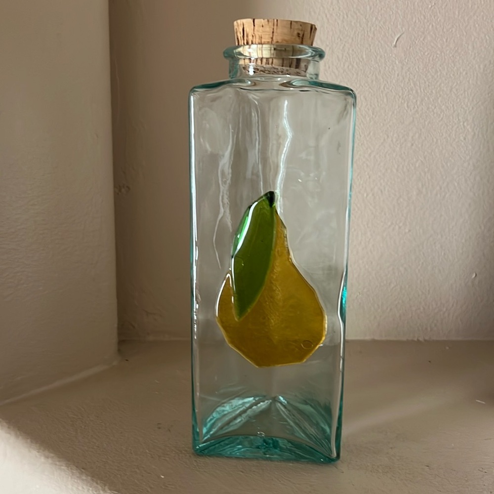 Italian glass bottle with cork lid